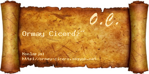 Ormay Ciceró névjegykártya